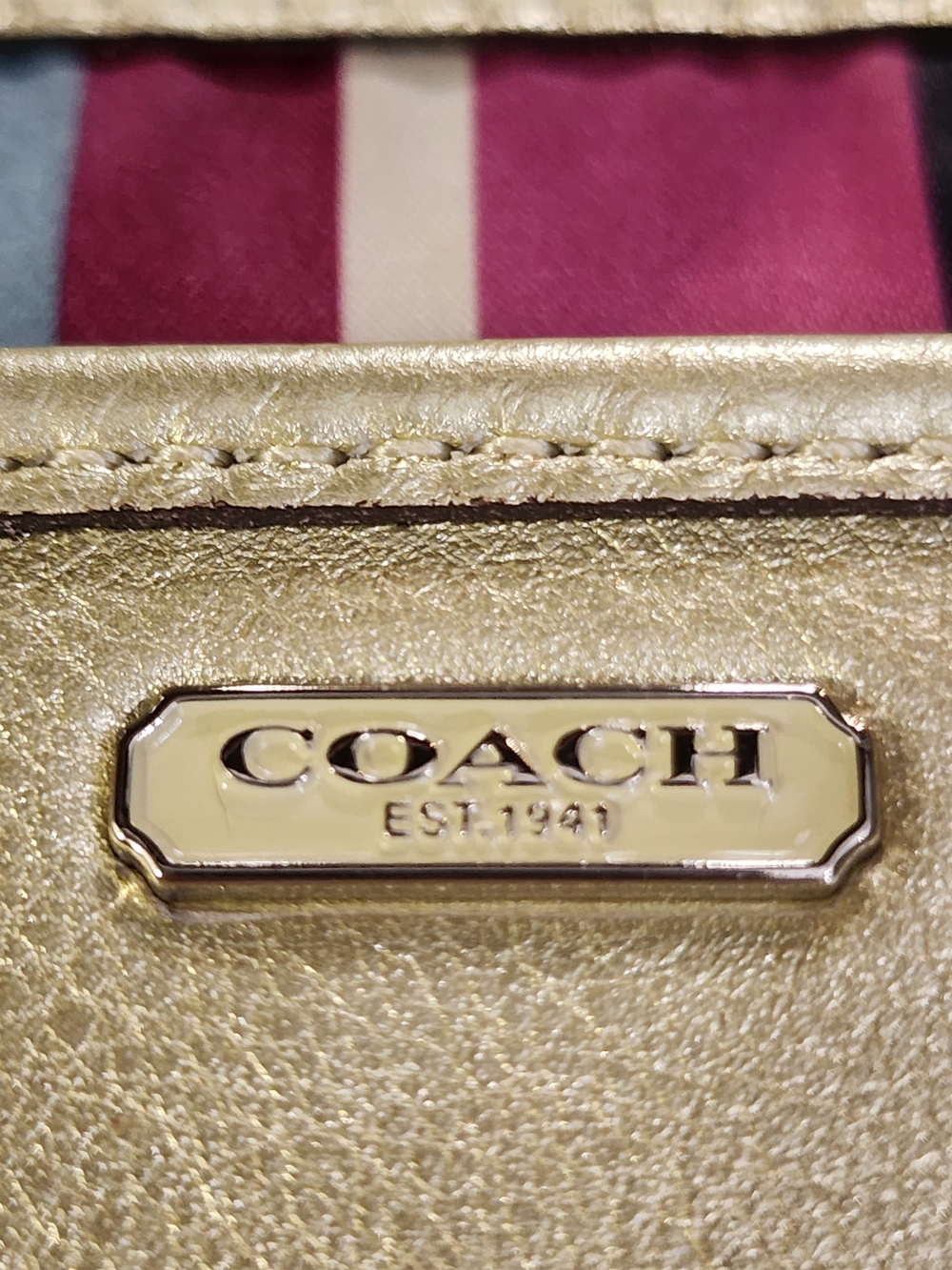 Coach Legagy Multicolor Striped North/South Crossbody Bag - Gold Trim-7×8 - Picture 6 of 8